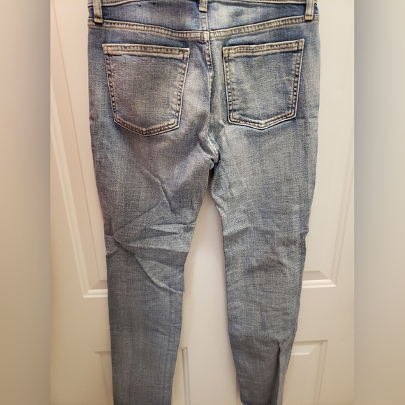 GAP Blue Straight Leg Jeans with Natural Distressing - Picture 3 of 4